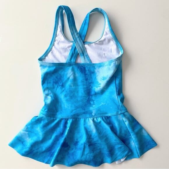 Lands' End Girl's One Piece Blue Skirt Tank Swimsuit Size 4 - Picture 2 of 4